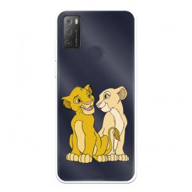 Funda para Alcatel 1S 2021 Oficial de Disney Simba y Nala Silueta - El Rey León