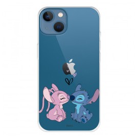 Funda para iPhone 13 Oficial de Disney Angel & Stitch Beso - Lilo & Stitch