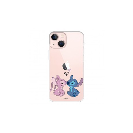 Funda para iPhone 13 Mini Oficial de Disney Angel & Stitch Beso - Lilo & Stitch