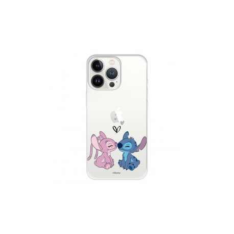 Funda para iPhone 13 Pro Oficial de Disney Angel & Stitch Beso - Lilo & Stitch